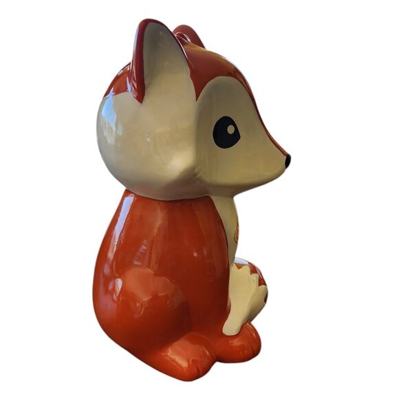 Red Fox Ceramic Coin Bank Burnt Orange White Fab NY Piggy Bank Foxy - Picture 2 of 11